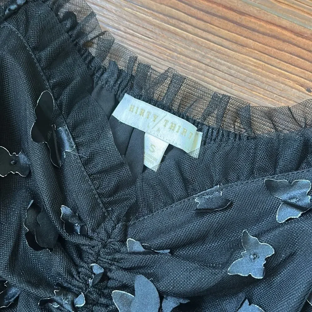 Thirty Thirty LA 3D Butterfly Babydoll Dress, Black S Mini Dress - Picture 6 of 9